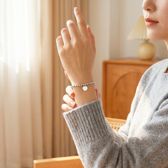 Gold Ball Bead Adjustable Bracelet with Coin Charm | Gold Plated | Luxe6682