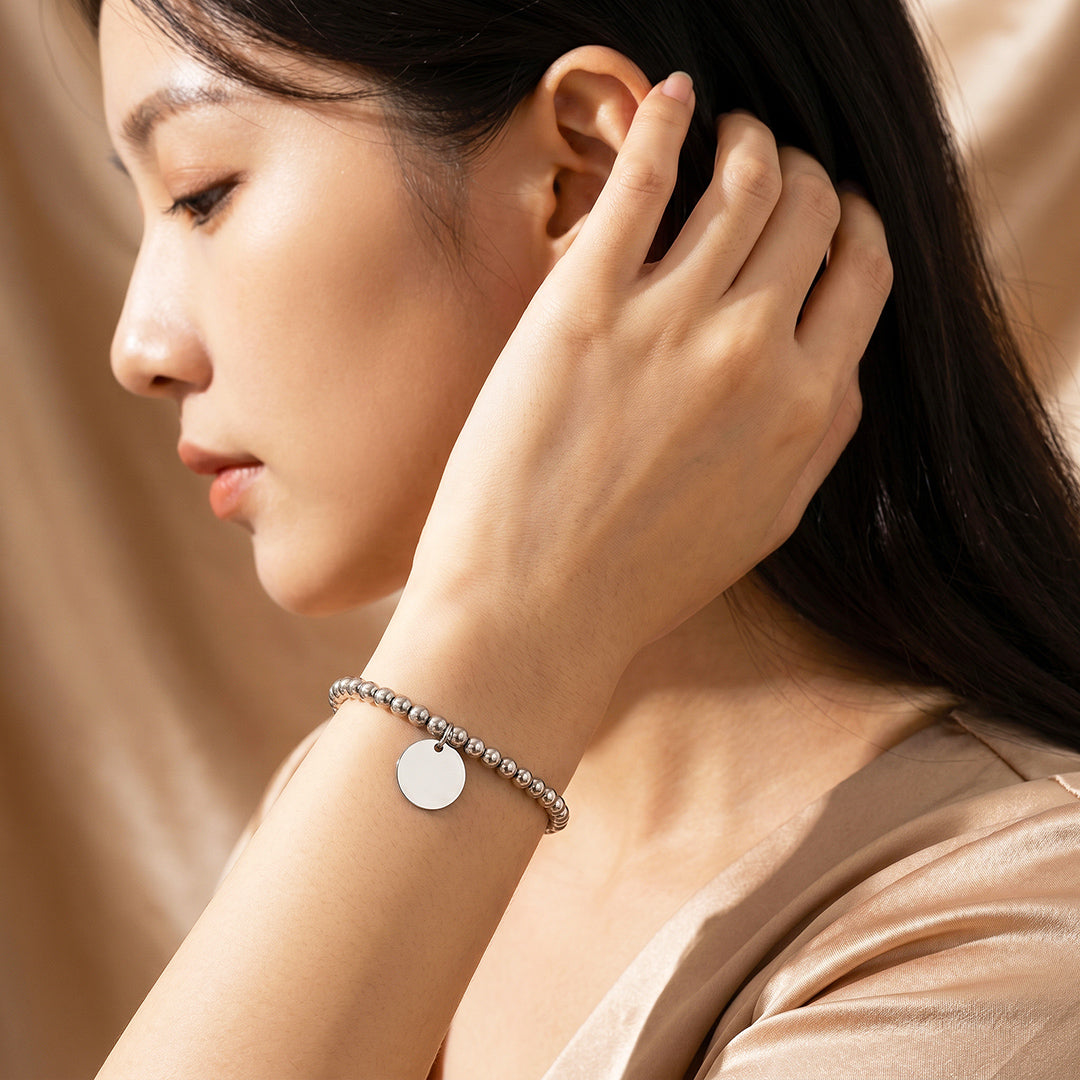 Gold Ball Bead Adjustable Bracelet with Coin Charm | Gold Plated | Luxe6682