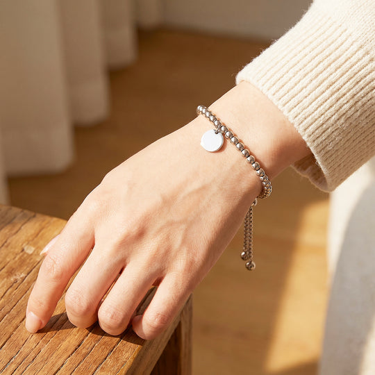 Gold Ball Bead Adjustable Bracelet with Coin Charm | Gold Plated | Luxe6682