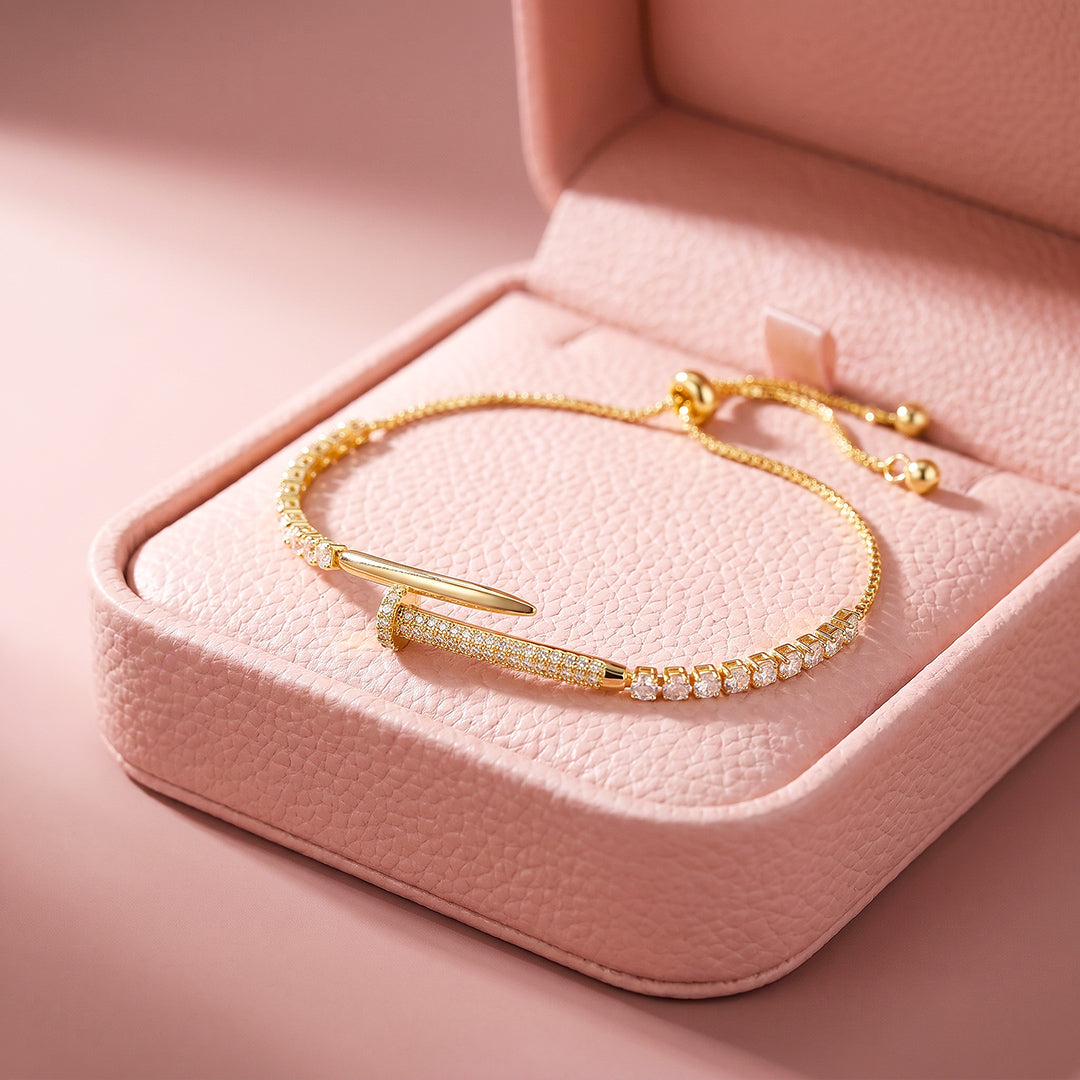 Pavé Nail Tennis Bracelet | White Diamond Simulant | Luxe6683