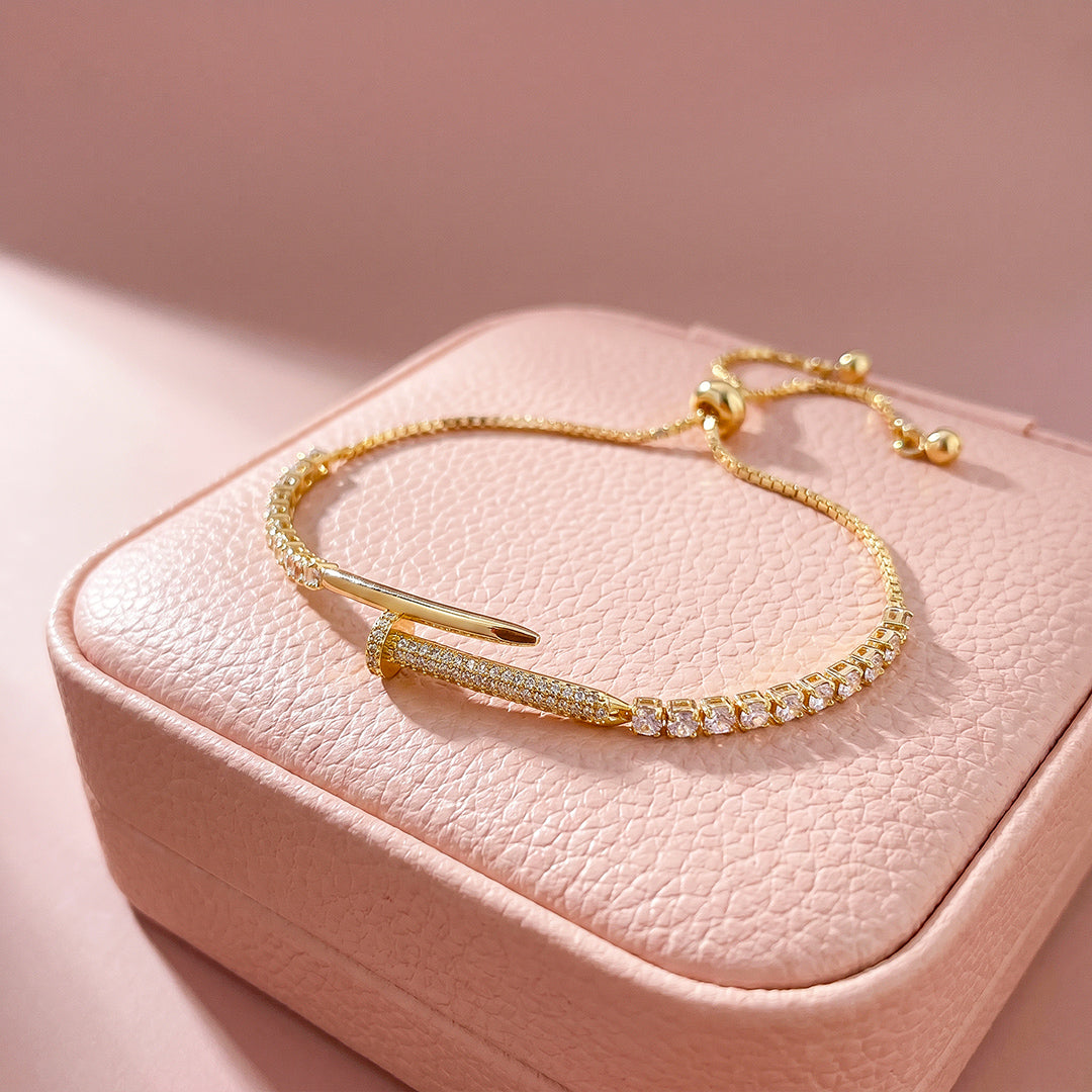 Pavé Nail Tennis Bracelet | White Diamond Simulant | Luxe6683
