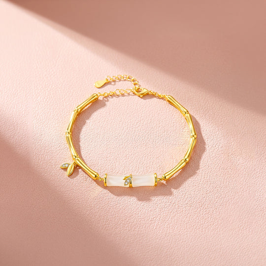 Bamboo &amp; White Stone Bracelet | Luxe6688