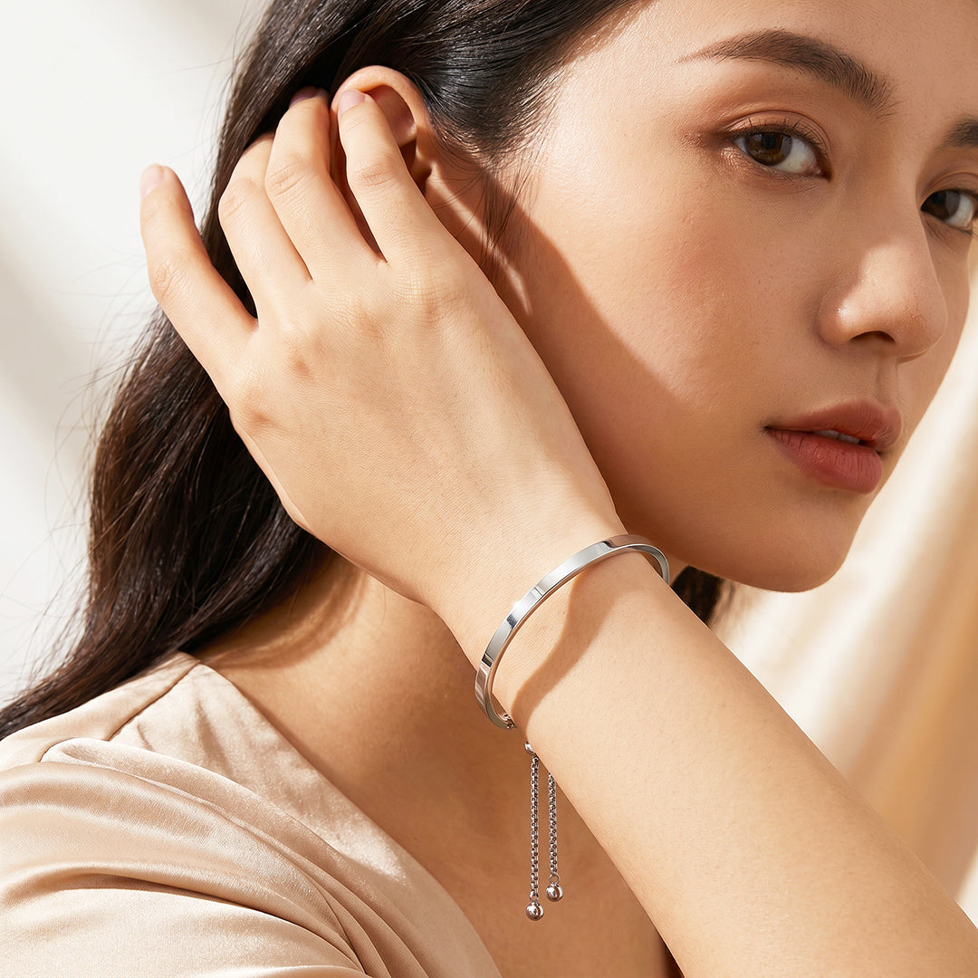 Adjustable Flat Cuff Bangle Bracelet | Stainless Steel | Luxe6694