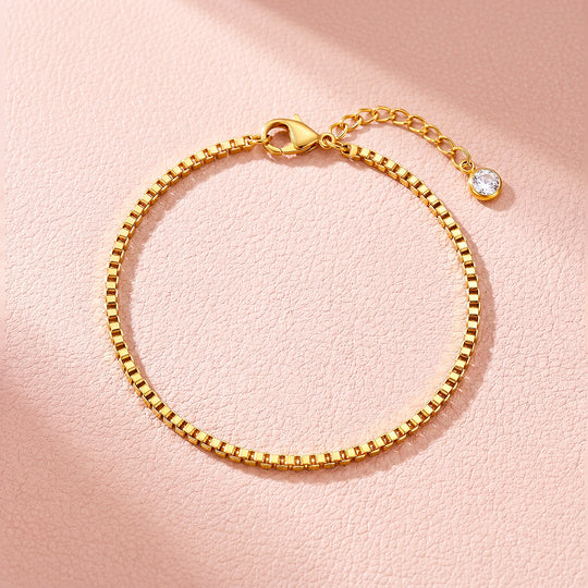 Box Chain Bracelet with Diamond Simulant Charm | Luxe6698