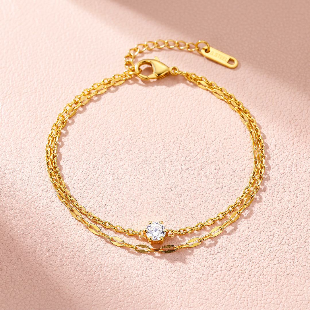 Double Chain Solitaire Bracelet | Luxe6699