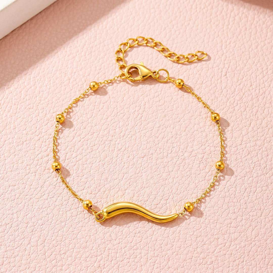 Wave Bar Beaded Chain Bracelet | Luxe6702