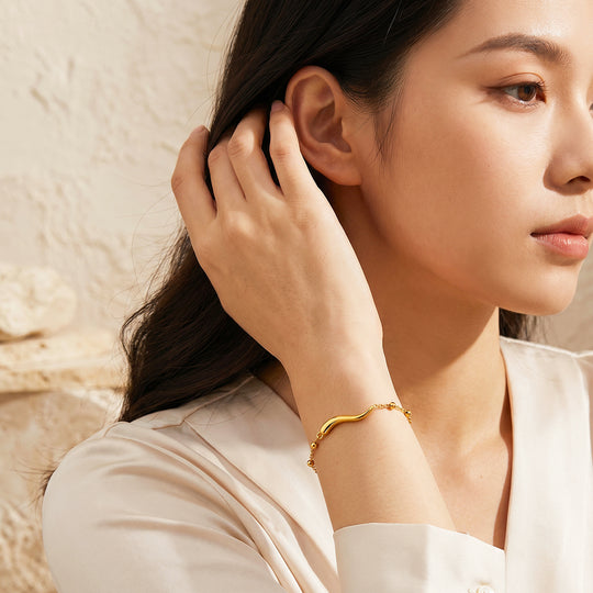 Wave Bar Beaded Chain Bracelet | Luxe6702