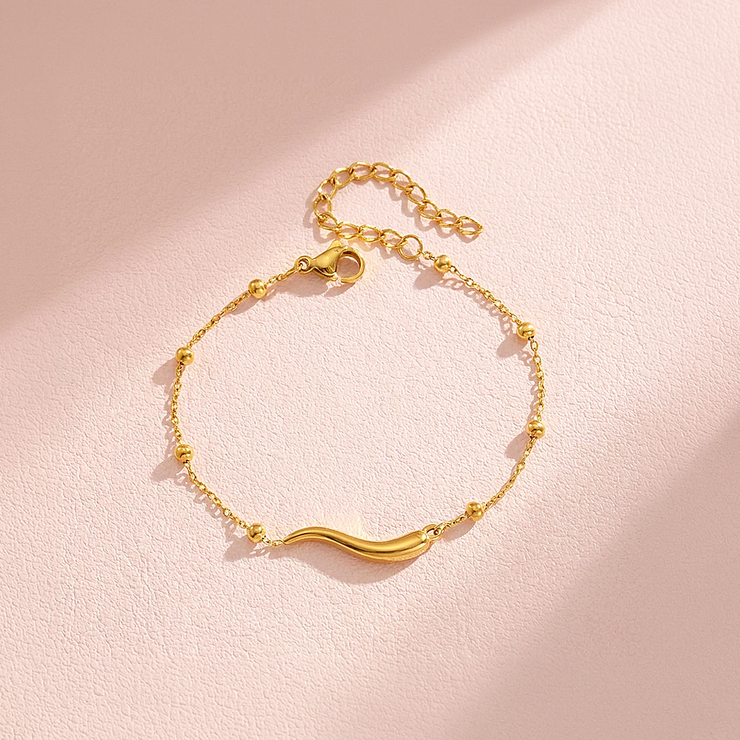 Wave Bar Beaded Chain Bracelet | Luxe6702