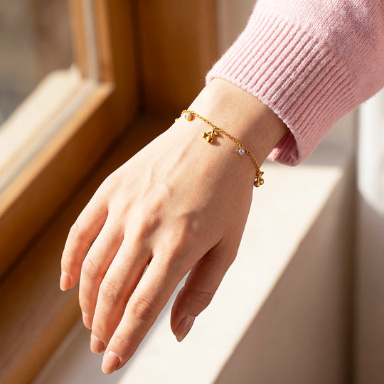 Cherry &amp; Diamond Simulant Charm Bracelet | Luxe6709