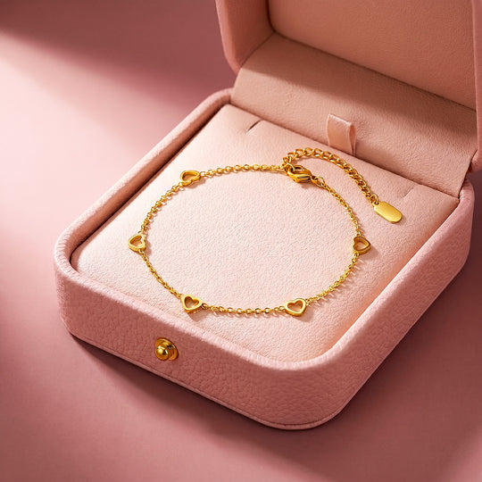 Open Mini Hearts Chain Bracelet | Luxe6710
