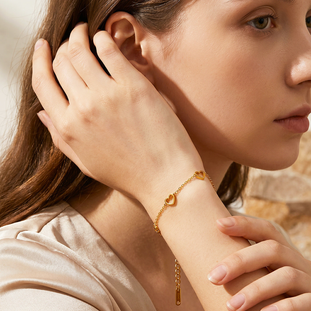 Open Mini Hearts Chain Bracelet | Luxe6710