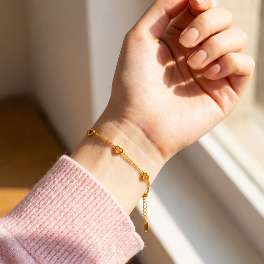 Open Mini Hearts Chain Bracelet | Luxe6710