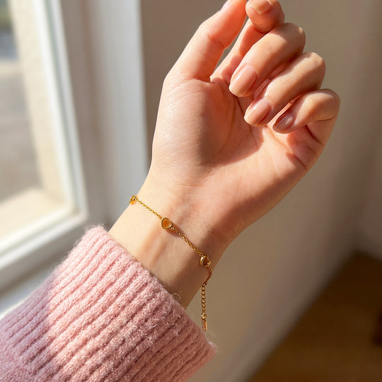 Open Mini Hearts Chain Bracelet | Luxe6710