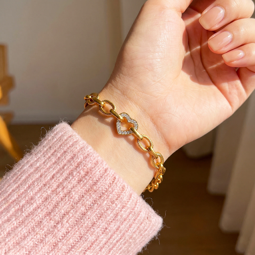 Heart Twist Chain Bracelet | Luxe6711
