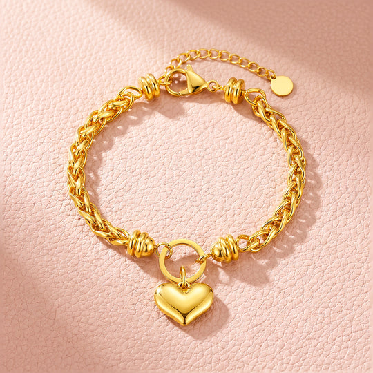 Puffy Heart Wheat Chain Bracelet | Luxe6712
