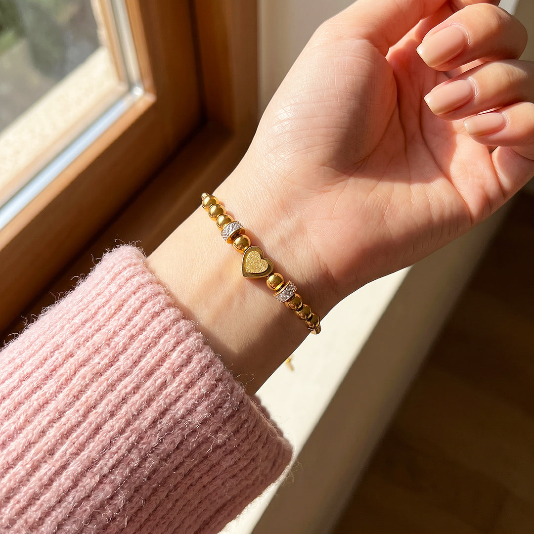 Heart Bead Chain Bracelet | Luxe6715