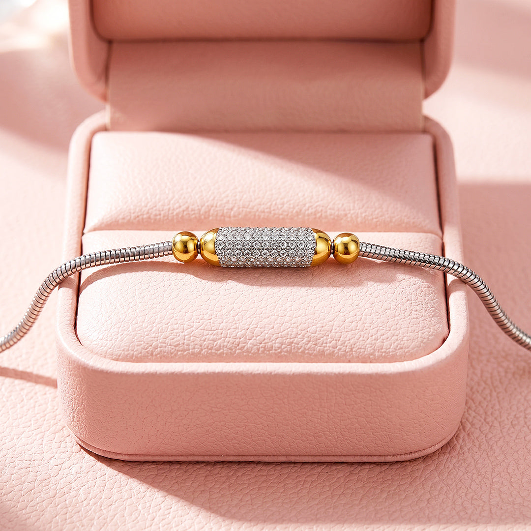 Pavé Cylinder Adjustable Chain Bracelet | Luxe6719