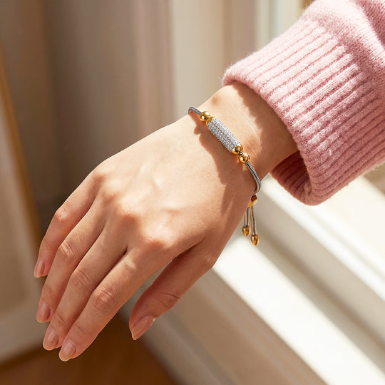 Pavé Cylinder Adjustable Chain Bracelet | Luxe6719
