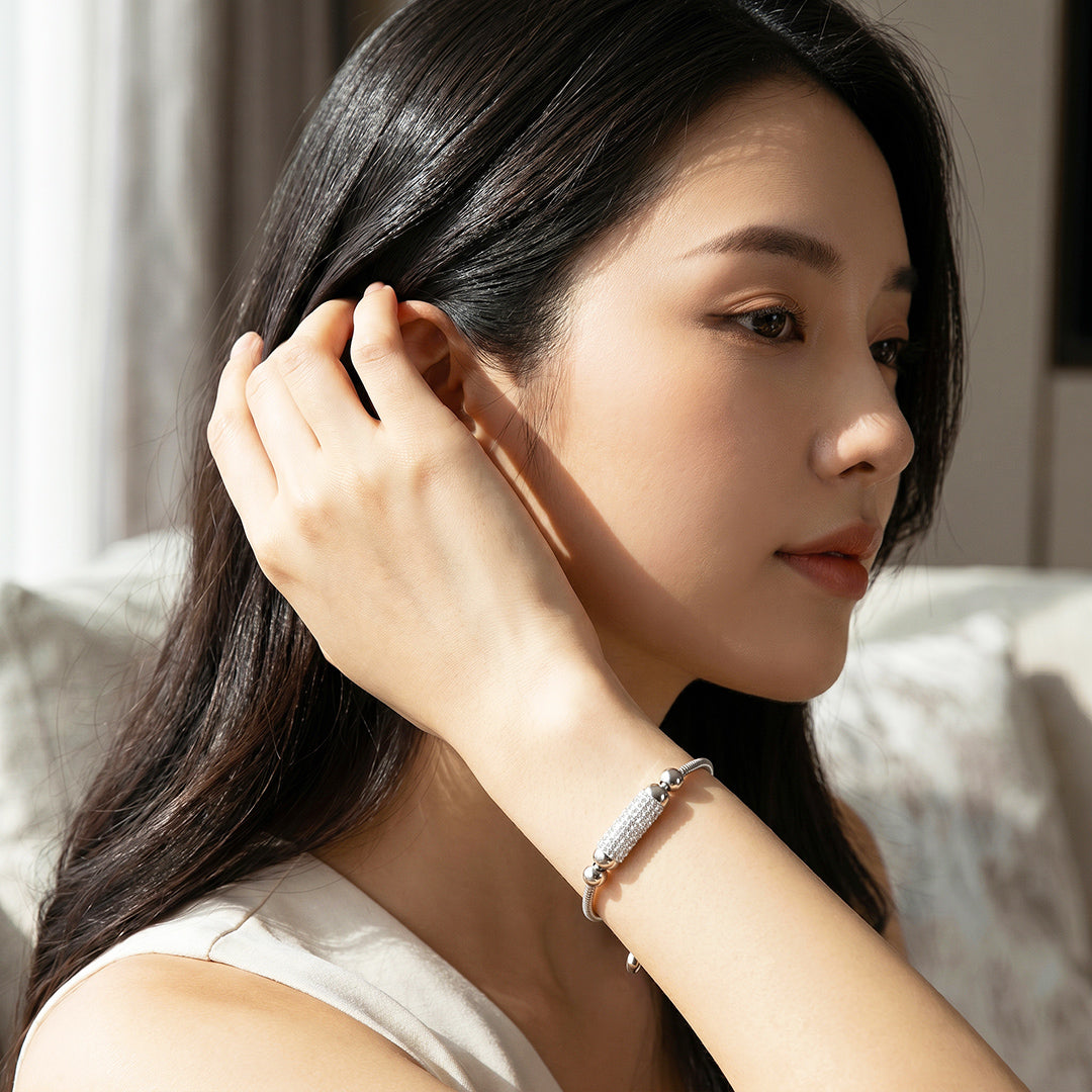 Pavé Cylinder Adjustable Chain Bracelet | Luxe6719