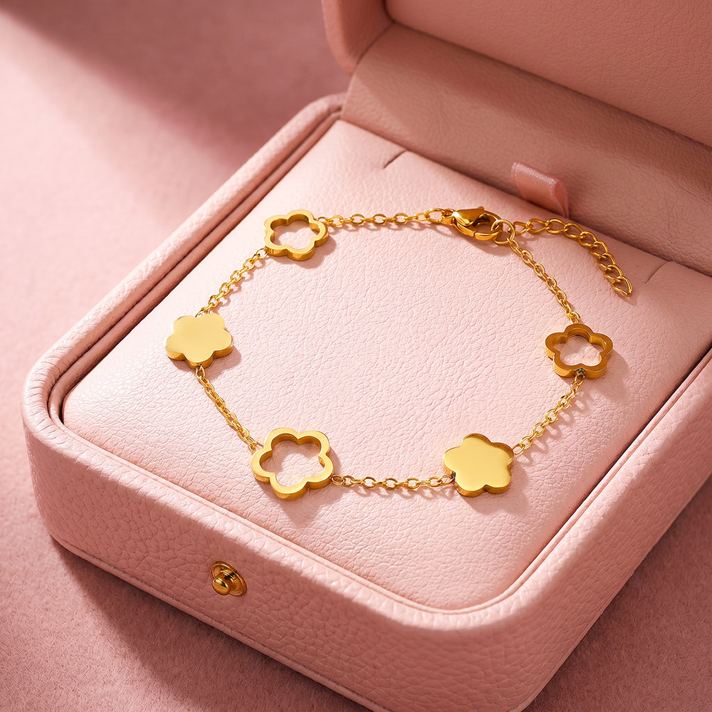 Five Clover Station Chain Bracelet | Luxe6725