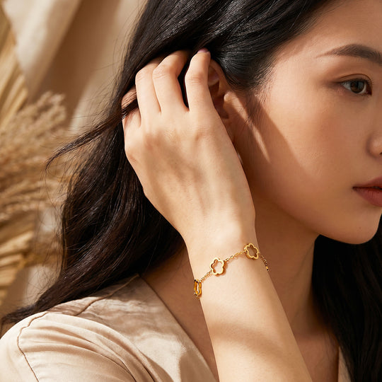 Five Clover Station Chain Bracelet | Luxe6725