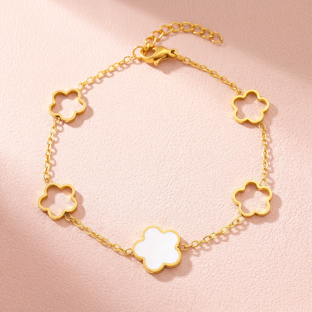 Five Clover Station Chain Bracelet | Luxe6725