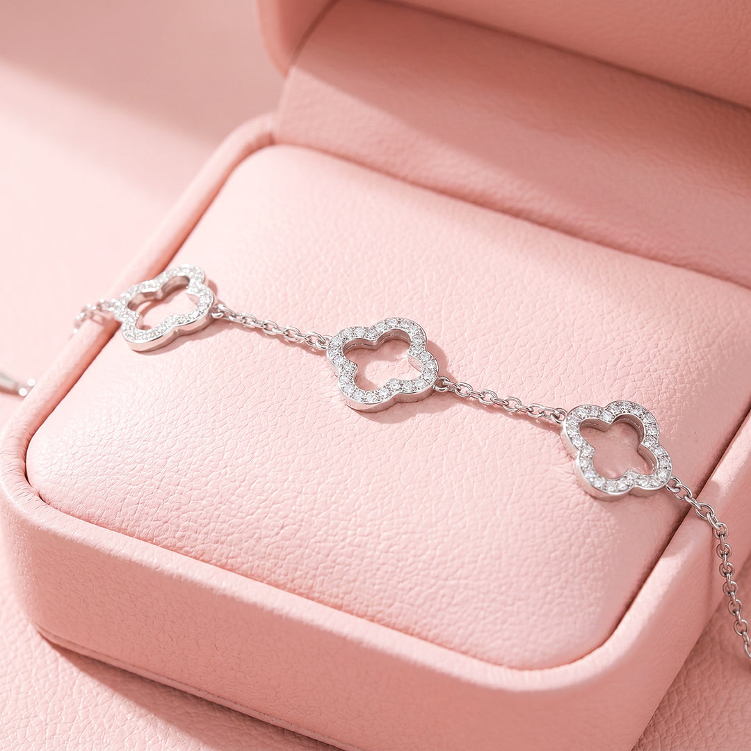 Pavé Clover Open Station Chain Bracelet | Luxe6728