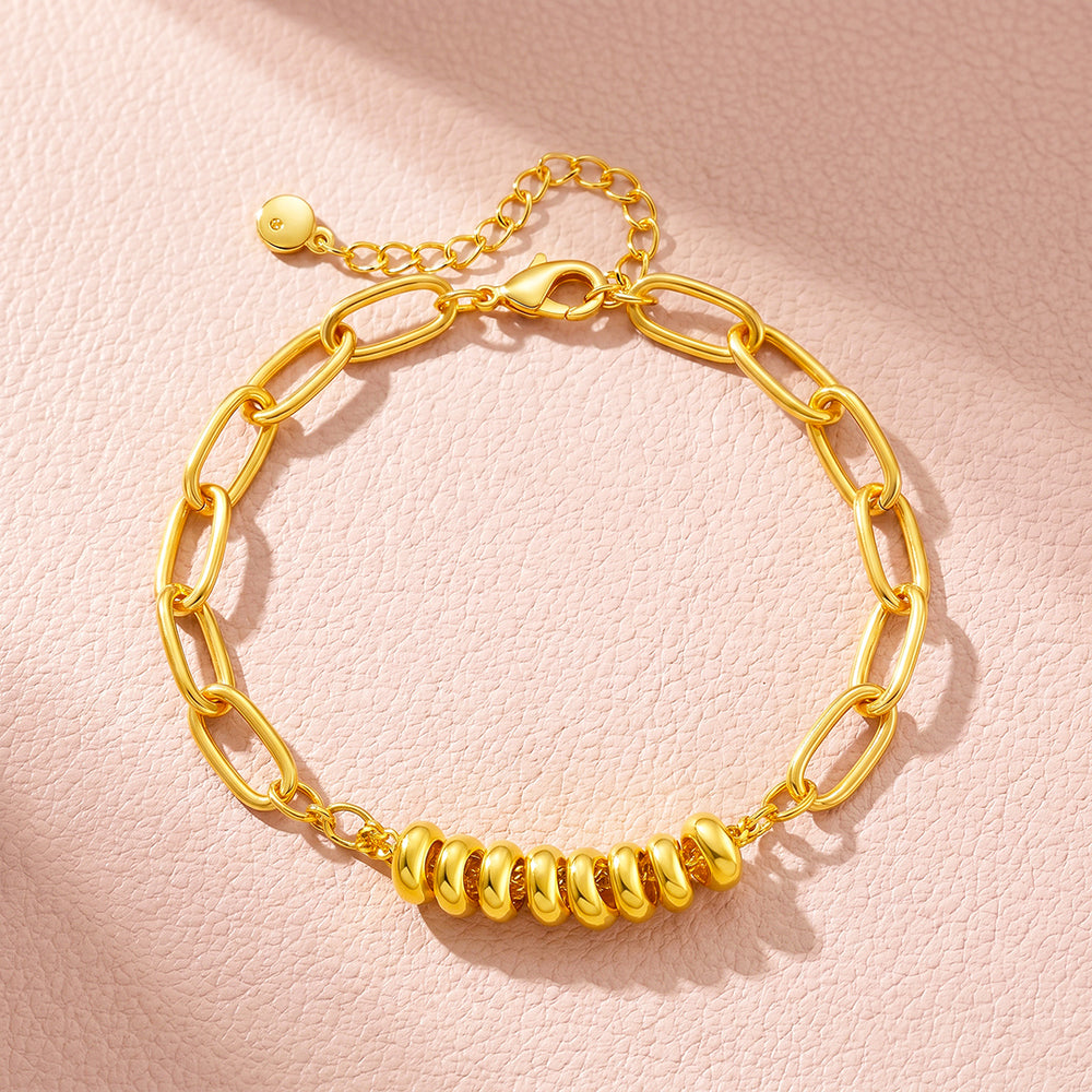 Twisted Bead Paperclip Chain Bracelet | Luxe6731