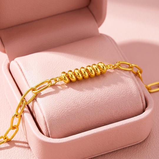 Twisted Bead Paperclip Chain Bracelet | Luxe6731
