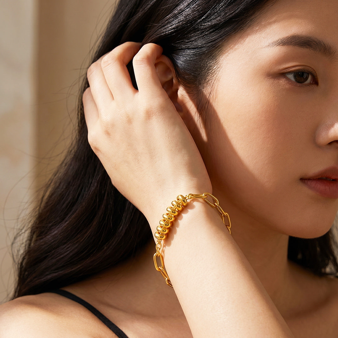 Twisted Bead Paperclip Chain Bracelet | Luxe6731