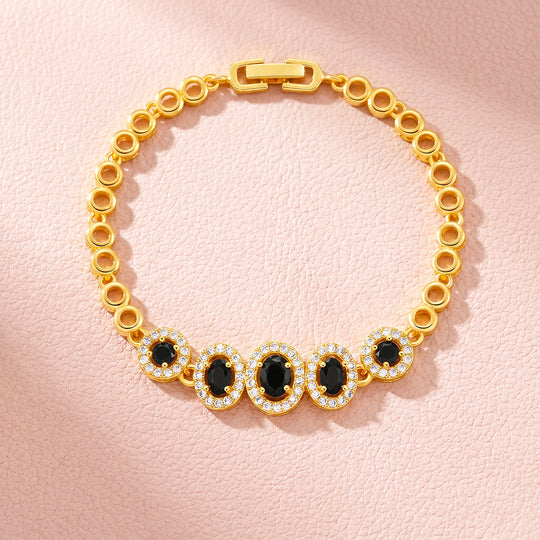 Oval Black Crystal Halo Bracelet | Luxe6734