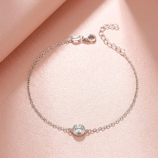 Bezel Solitaire Chain Bracelet | Women&