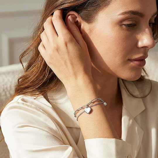 Mother of Pearl Heart Layered Bracelet | Women&