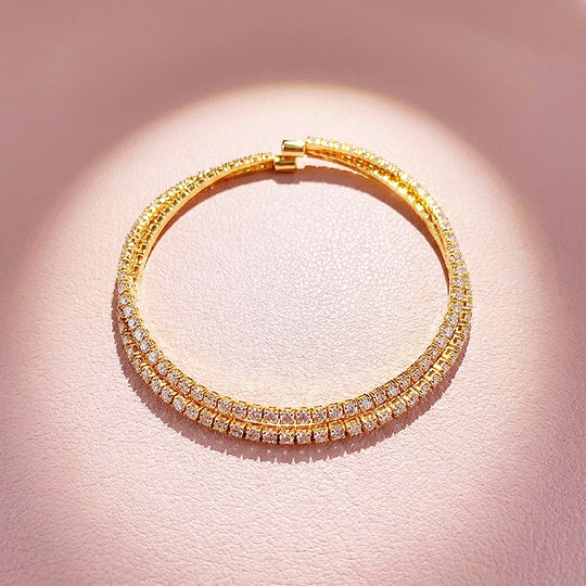 Twisted Double Row Tennis Bangle | Women&