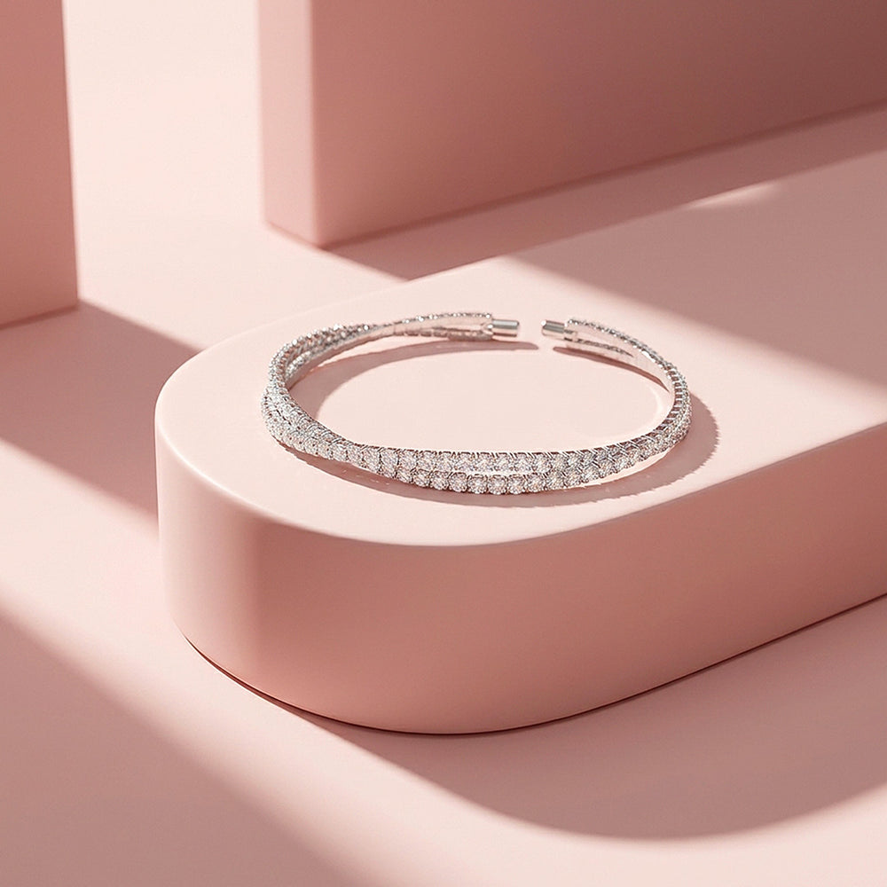 Twisted Double Row Tennis Bangle | Women's Bracelet | Luxe6753