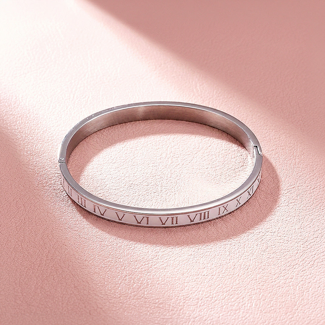 Roman Numeral Enamel Hinged Bangle | Women&
