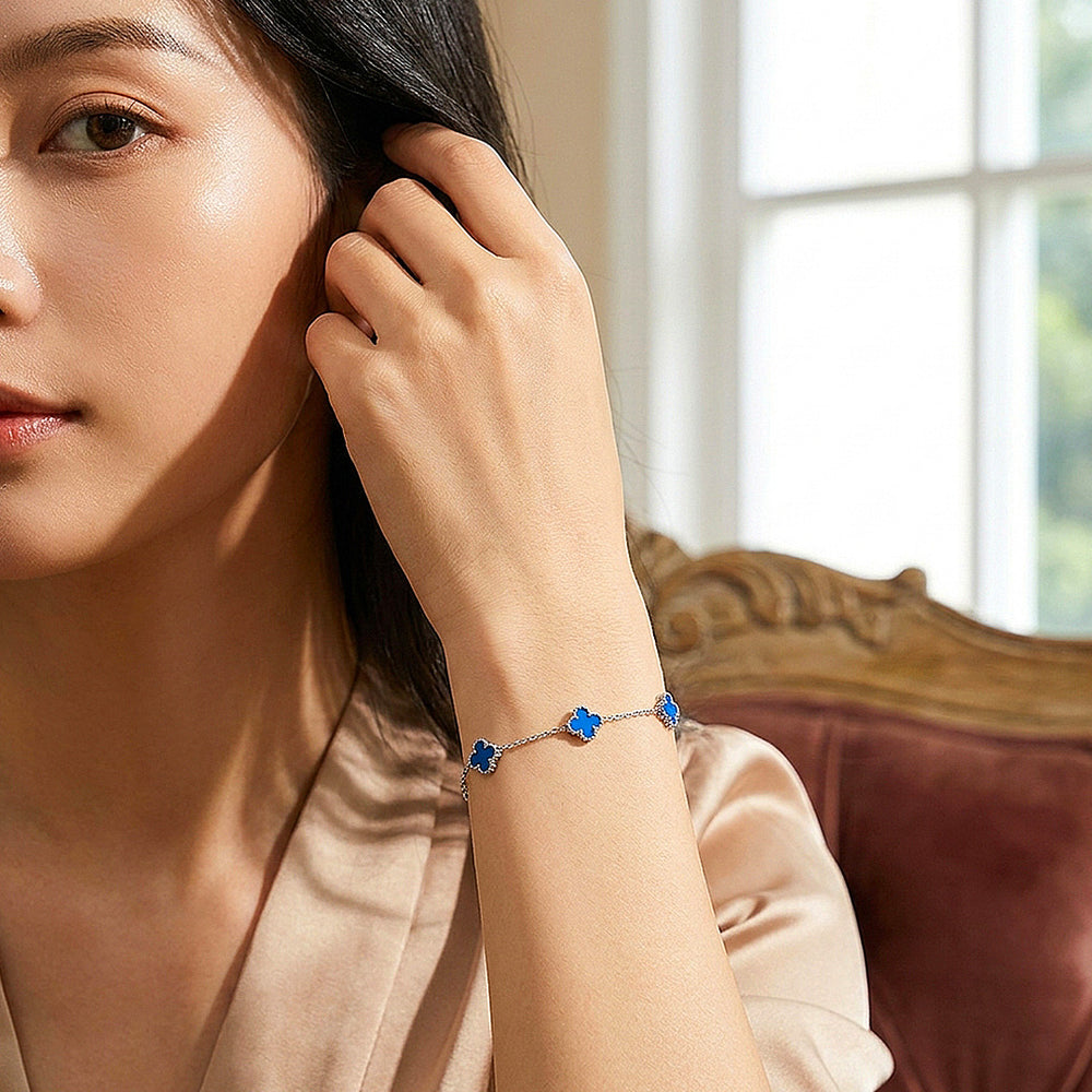 Five-Motif Clover Inlay Chain Bracelet | Women's Bracelet | Luxe6758