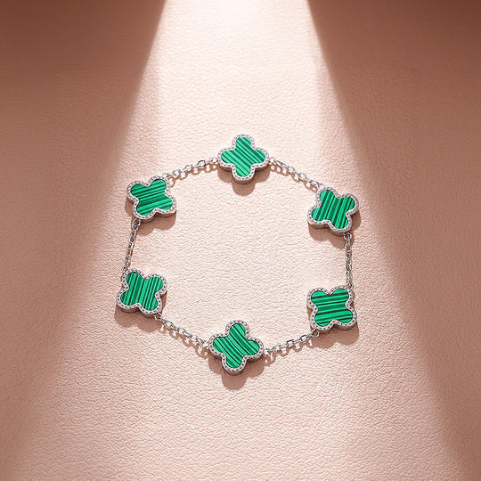 Five-Motif Clover Inlay Chain Bracelet | Women&