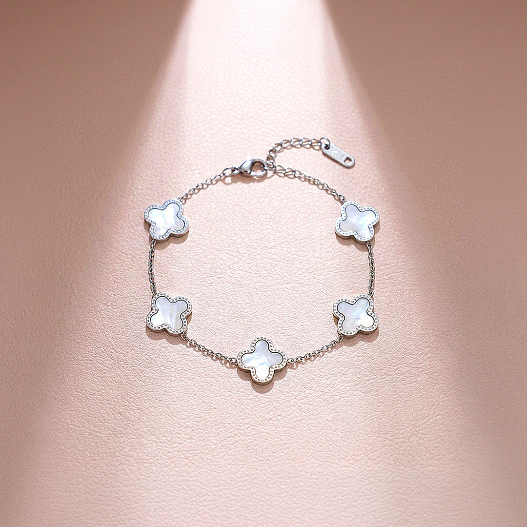 Five-Motif Clover Inlay Chain Bracelet | Women&