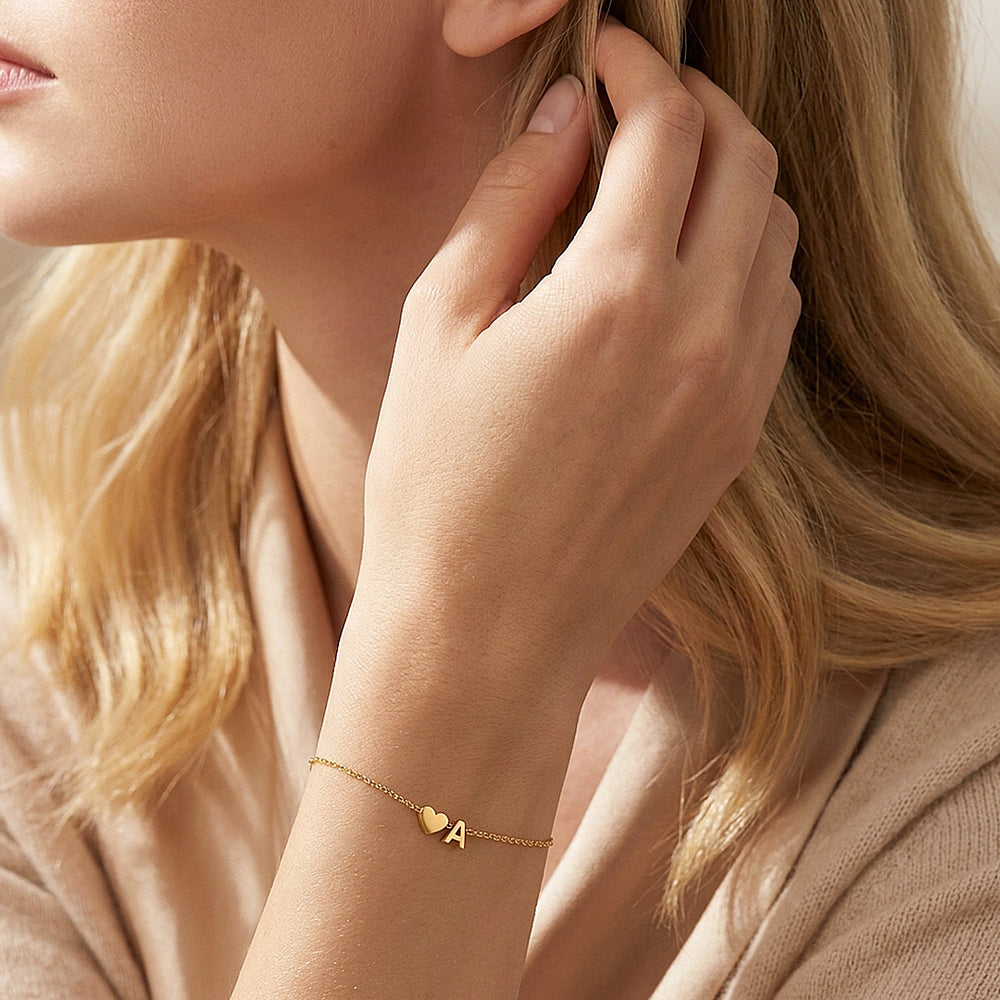 Initial Heart Charm Bracelet | Women's Bracelet | Luxe6761