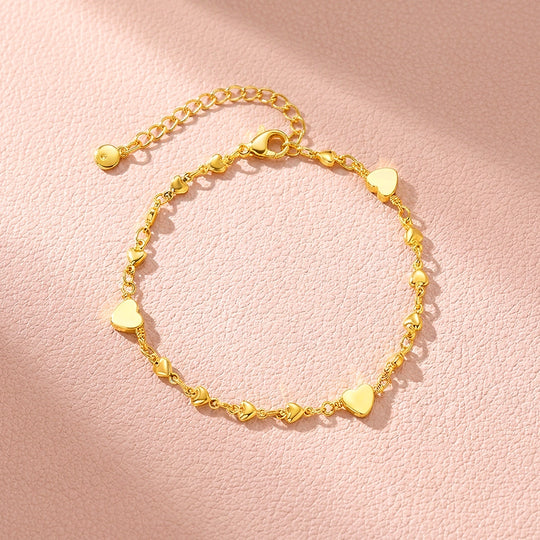Graduated Heart Charm Chain Bracelet | Women&