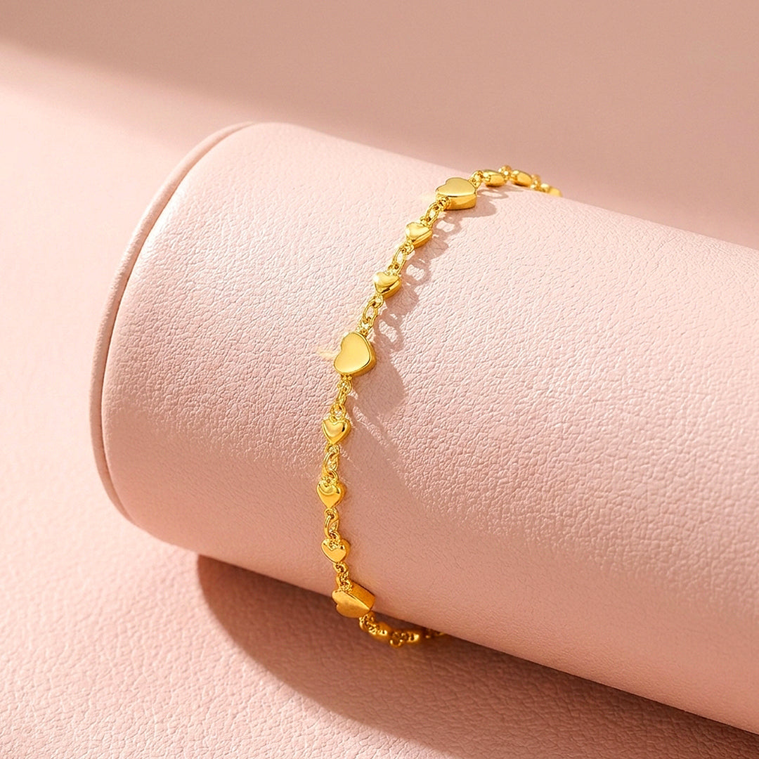 Golden Heart Station Link Bracelet | Women&