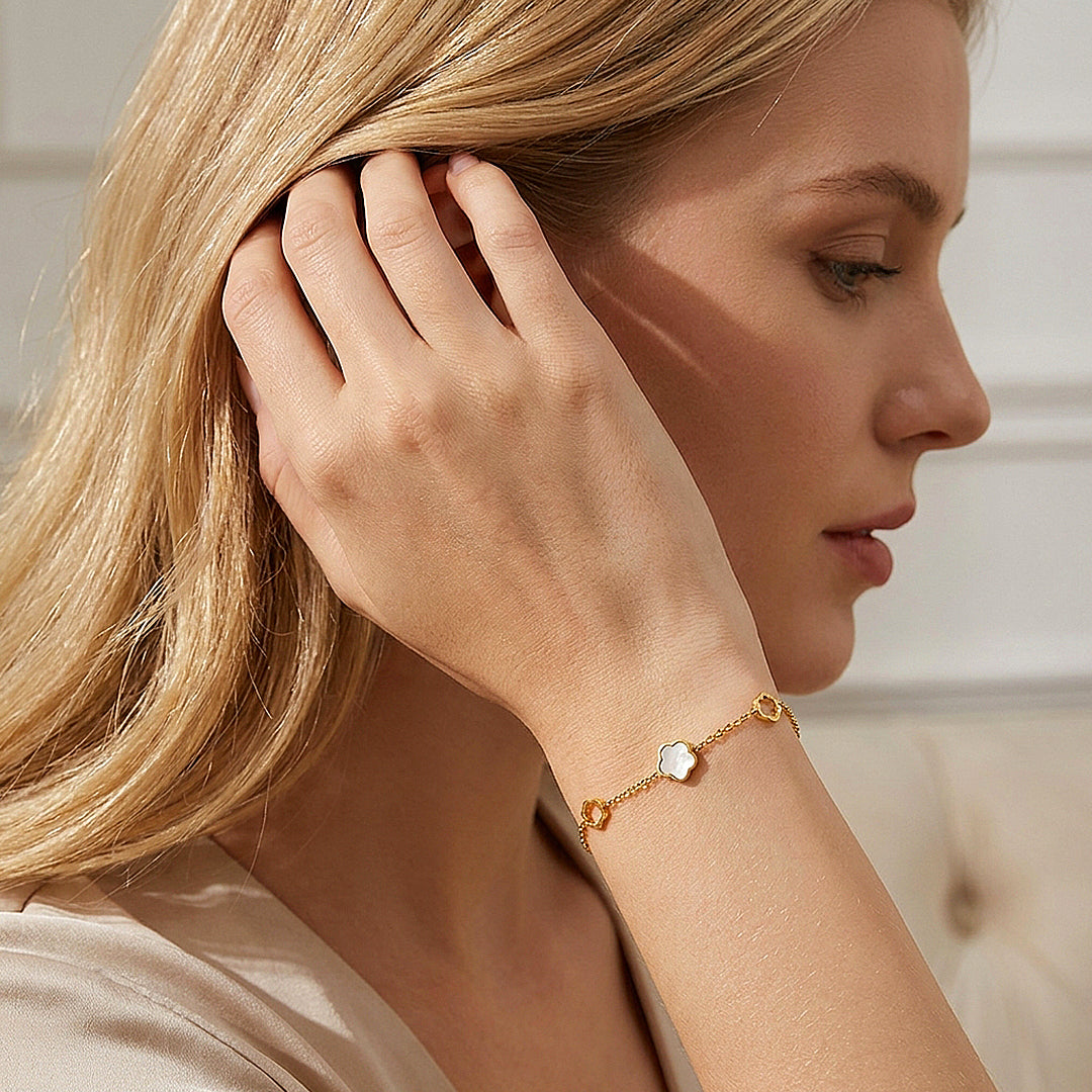 Mother of Pearl Clover Chain Bracelet | Women&