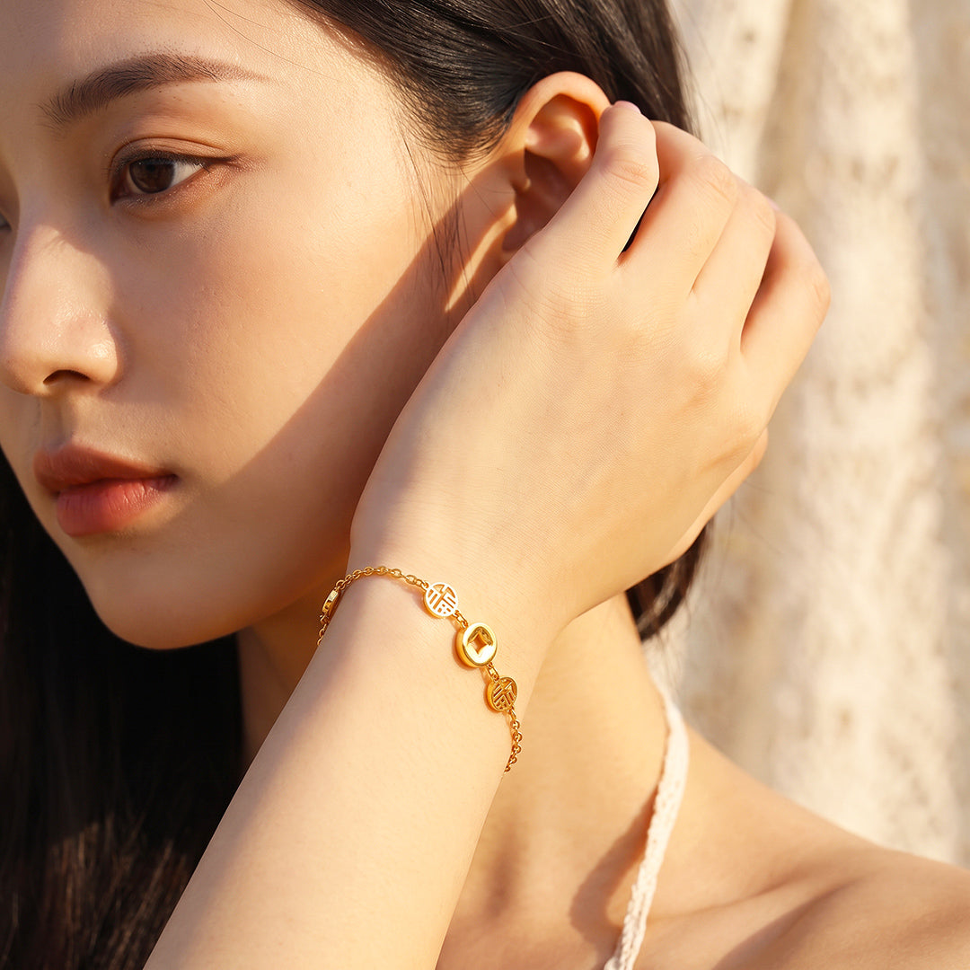 Fortune Coin &amp; Openwork Medallion Bracelet | Women&