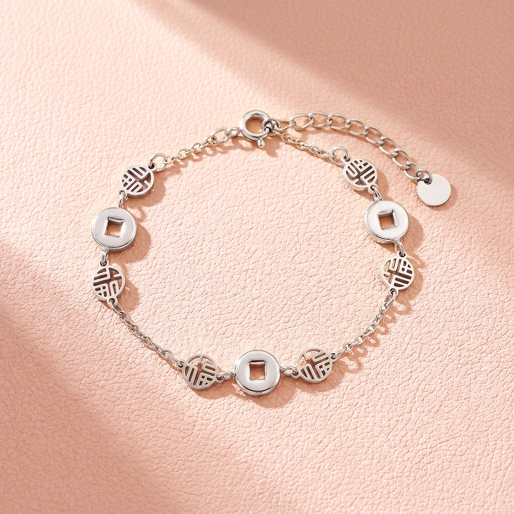 Fortune Coin & Openwork Medallion Bracelet | Women's Bracelet | Luxe6774