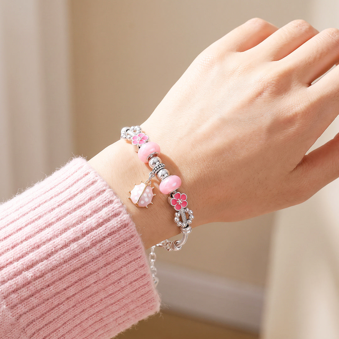 Pink Ladybug Charm Bracelet | Luxe6775