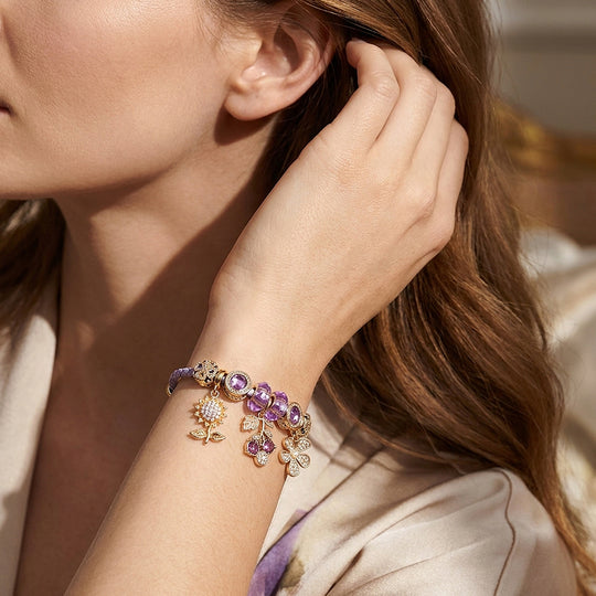 Botanical Harvest Woven Leather Charm Bracelet | Women&
