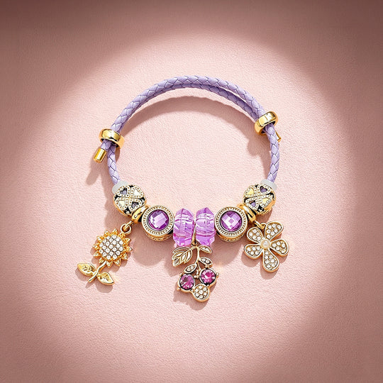 Botanical Harvest Woven Leather Charm Bracelet | Women&