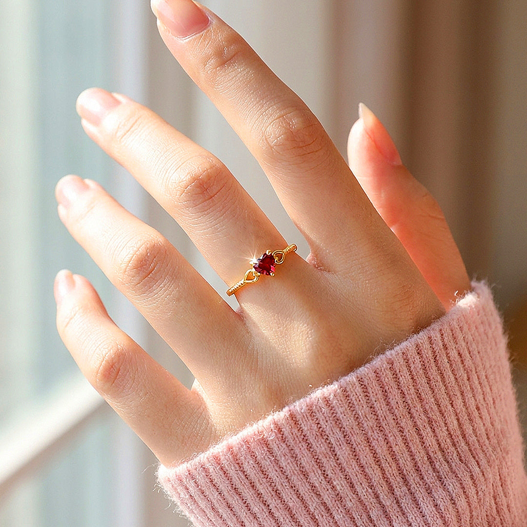 Red Heart Solitaire Band | Women&