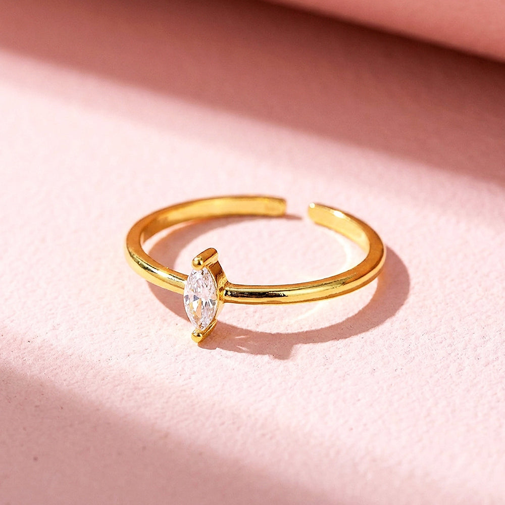 Marquise Solitaire Minimalist Band | Women's Adjustable Ring | Luxe9135